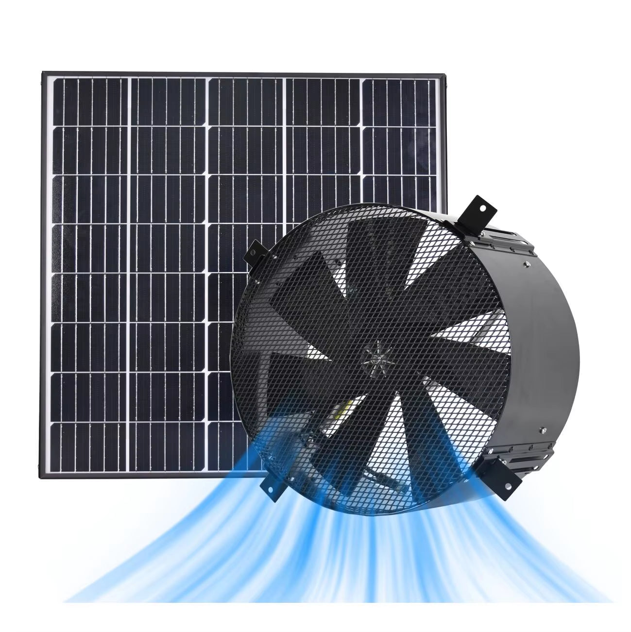 Louver Vent Dc 24V Solar Mist Air Flow Exhaust Basement Wall Extract Fan for Garage Industrial Poultry Window Kit Broiler Farm