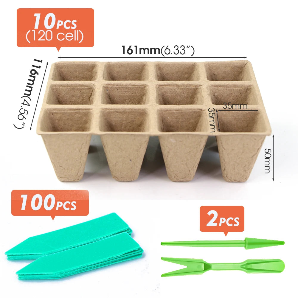 Seeds Starter Seedling Trays Kits Environmental Agriculture Plants Cultivation Germination Nursery Pots Biodegradable Paper Pulp