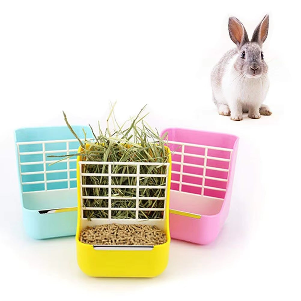 Rabbit Food Feeder Small Animal Supplies Rabbit Chinchillas Guinea Pig 2 in 1 Feeding Bowls Double Use for Grass and Food