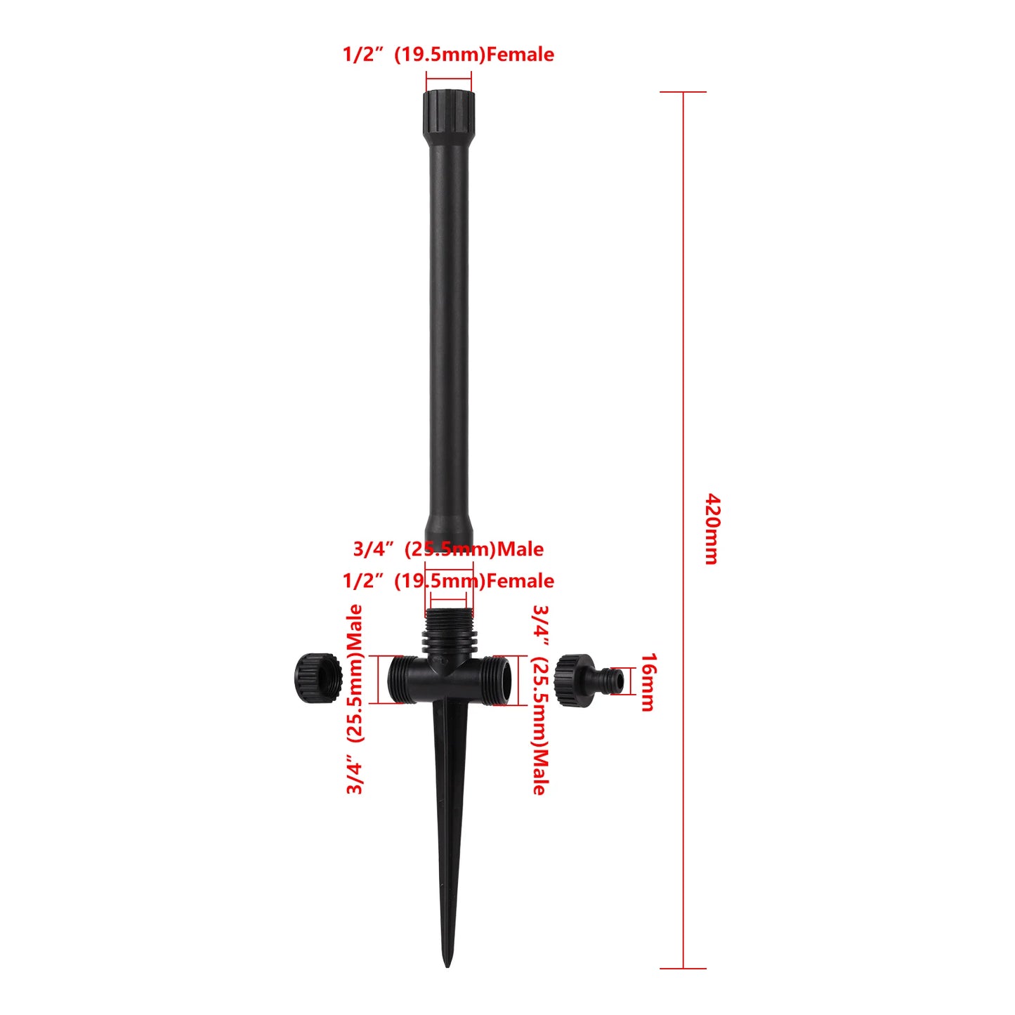 360 Degree Rotating Jet Sprinklers Double Outlet Rocker Nozzles 1/2" Male Thread Garden Agriculture Irrigation Sprinklers