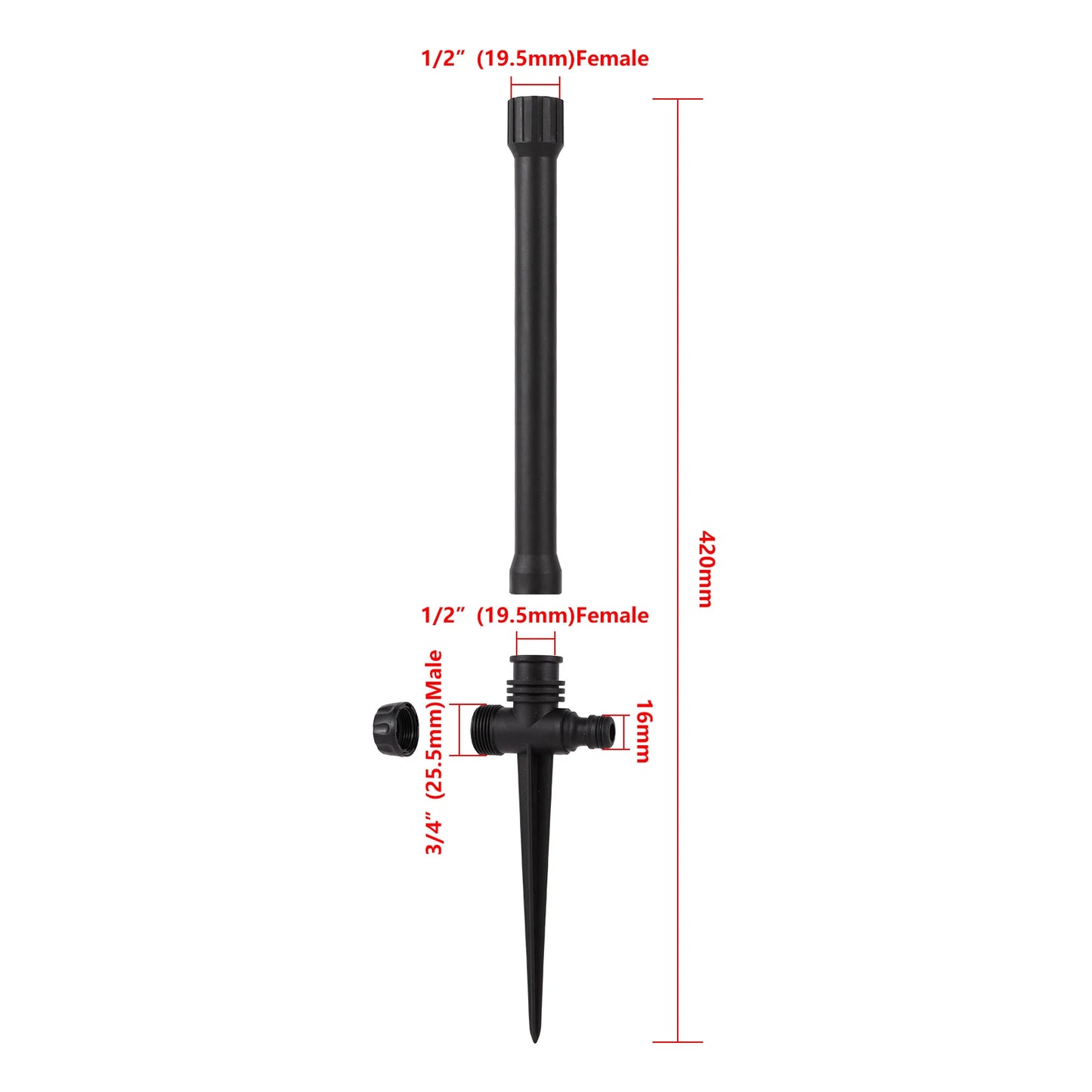 360 Degree Rotating Jet Sprinklers Double Outlet Rocker Nozzles 1/2" Male Thread Garden Agriculture Irrigation Sprinklers