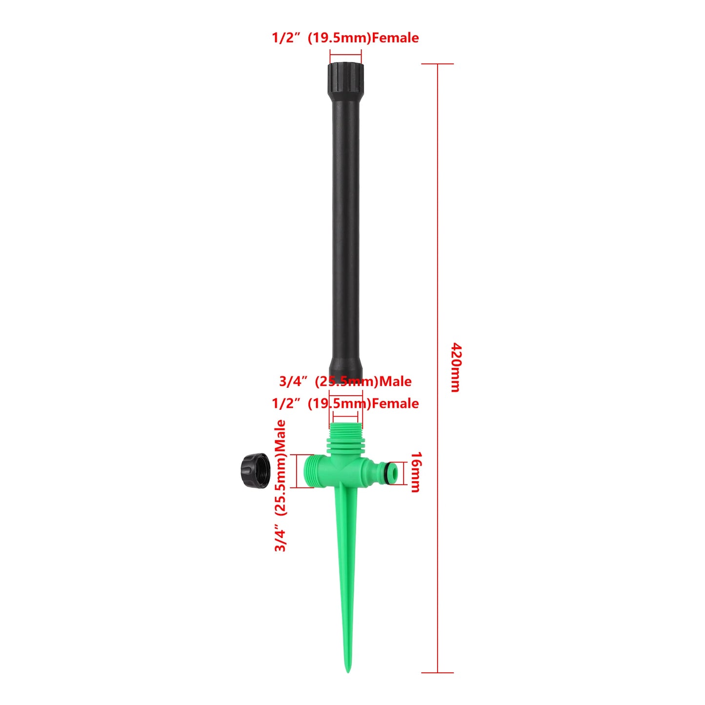 360 Degree Rotating Jet Sprinklers Double Outlet Rocker Nozzles 1/2" Male Thread Garden Agriculture Irrigation Sprinklers