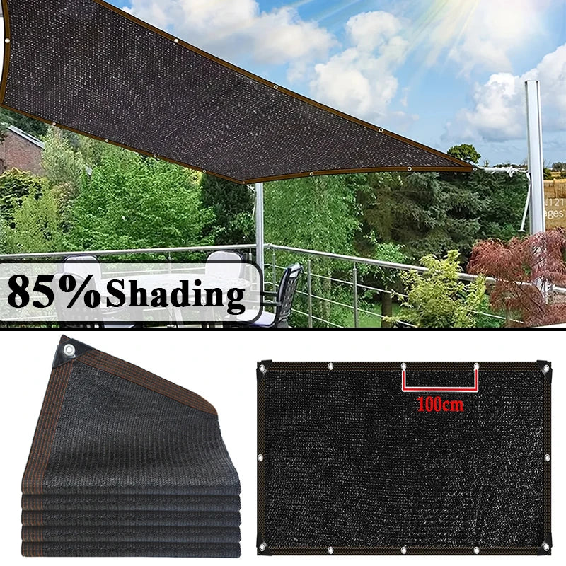 12Pin 80% Shading Garden Black Sunshade Net UV Resistant Greenhouse Shading Cover Outdoor Pergola Sun Canopy Car Shed Awning