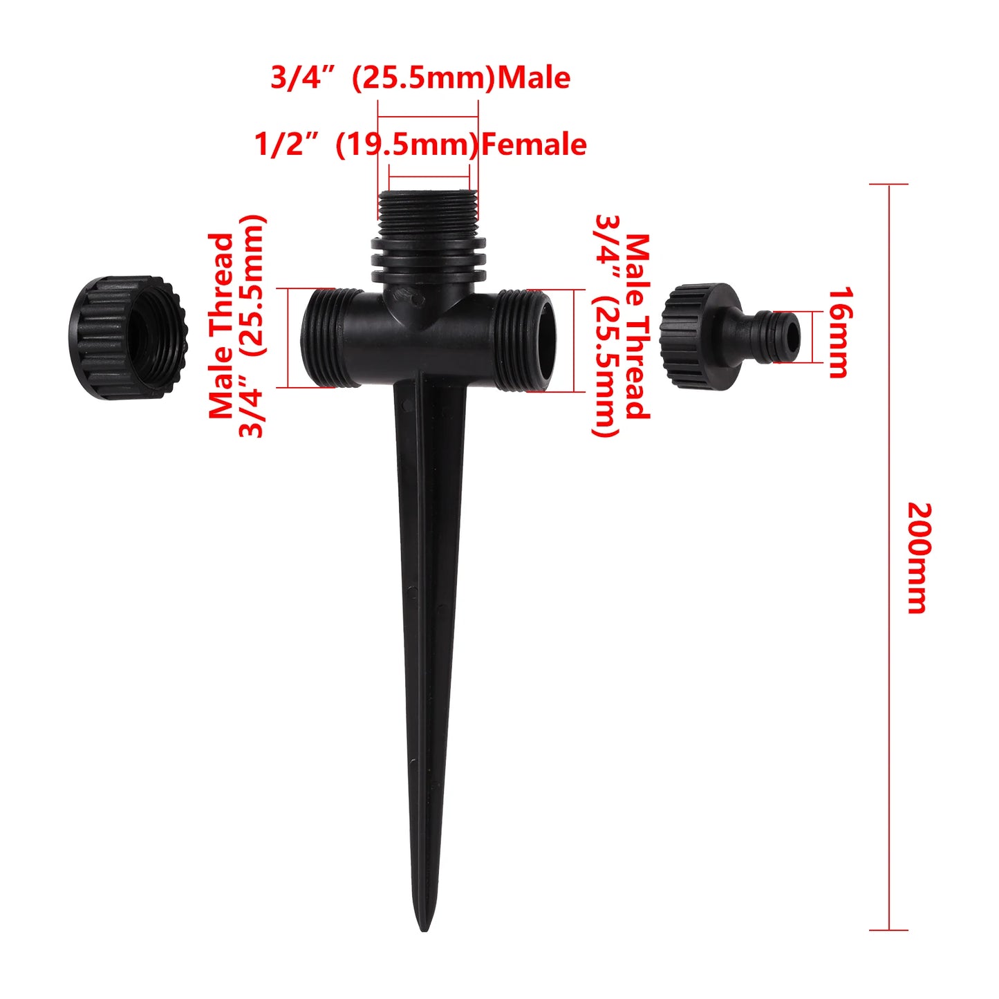 360 Degree Rotating Jet Sprinklers Double Outlet Rocker Nozzles 1/2" Male Thread Garden Agriculture Irrigation Sprinklers