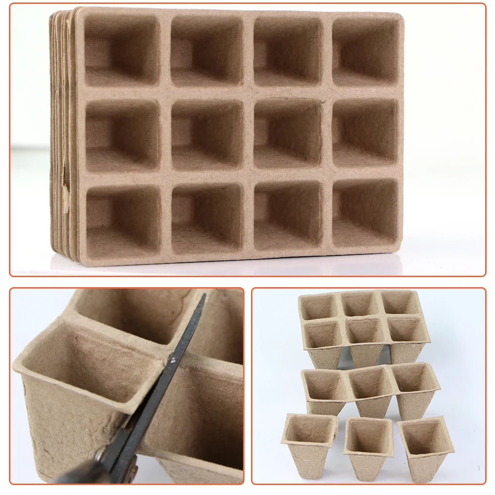 Seeds Starter Seedling Trays Kits Environmental Agriculture Plants Cultivation Germination Nursery Pots Biodegradable Paper Pulp