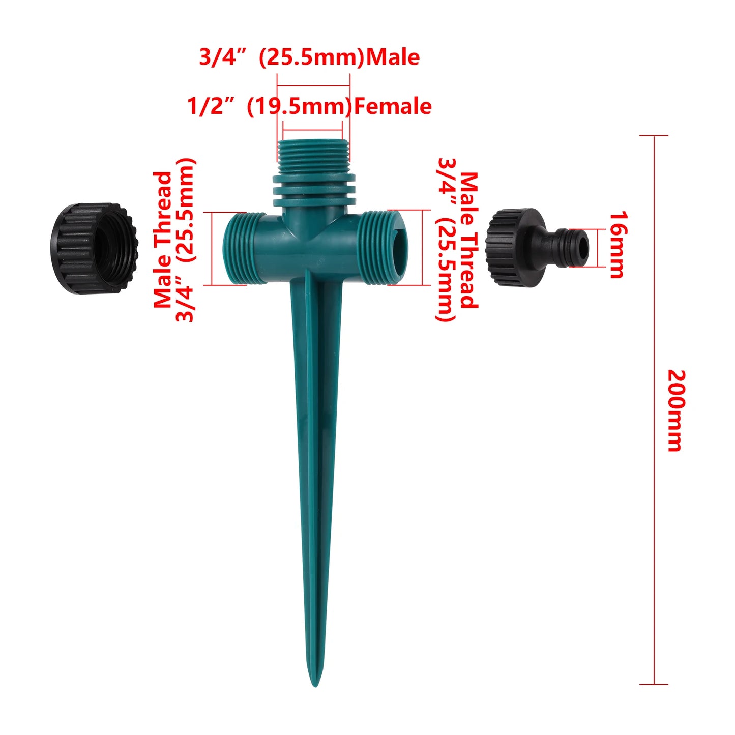 360 Degree Rotating Jet Sprinklers Double Outlet Rocker Nozzles 1/2" Male Thread Garden Agriculture Irrigation Sprinklers