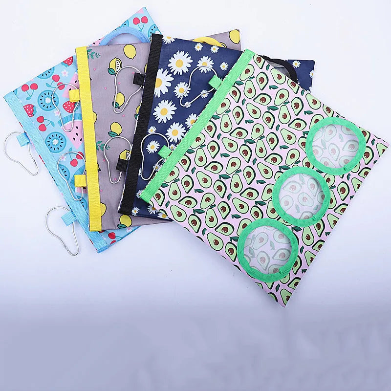 2/3 Holes Hanging Hay Bag with Hooks for Bunny Guinea Pigs Small Animal Feeder Rabbit Food Dispensers Bag Pet Feeding Bag