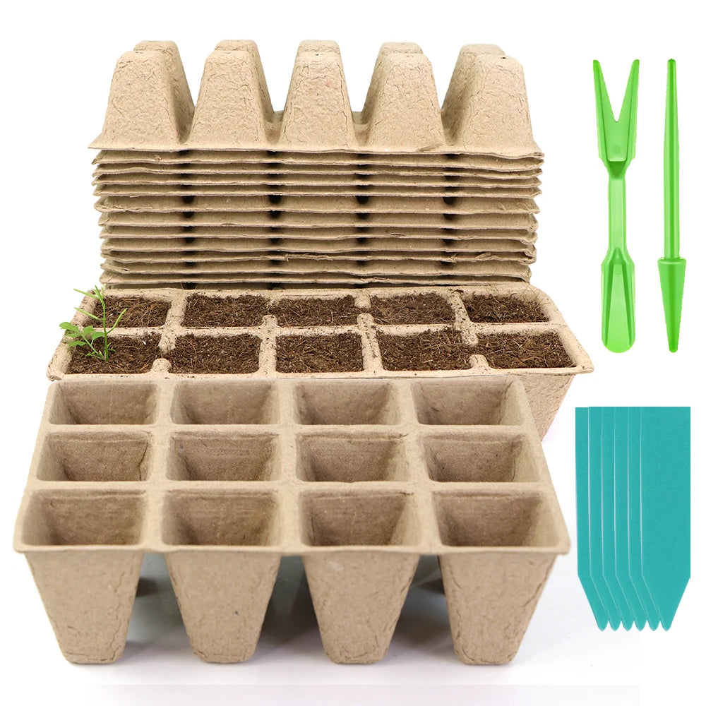 Seeds Starter Seedling Trays Kits Environmental Agriculture Plants Cultivation Germination Nursery Pots Biodegradable Paper Pulp