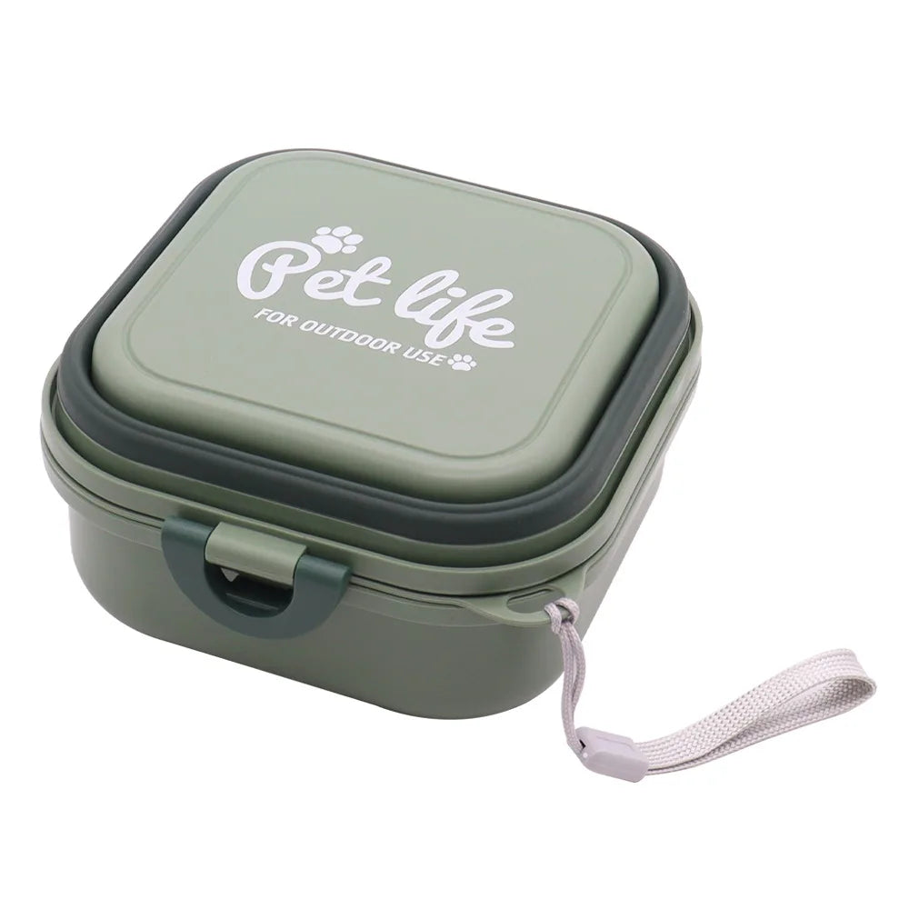 Collapsible Dog Water Bowl, Portable Dog Bowl for Traveling, 2-In-1 Pet Food and Water Feeder - Travel Dog Bowls with Lid for Wa