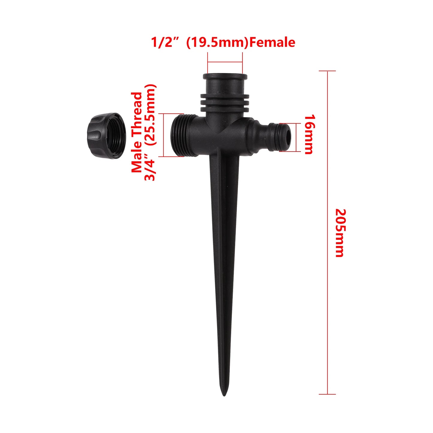 360 Degree Rotating Jet Sprinklers Double Outlet Rocker Nozzles 1/2" Male Thread Garden Agriculture Irrigation Sprinklers
