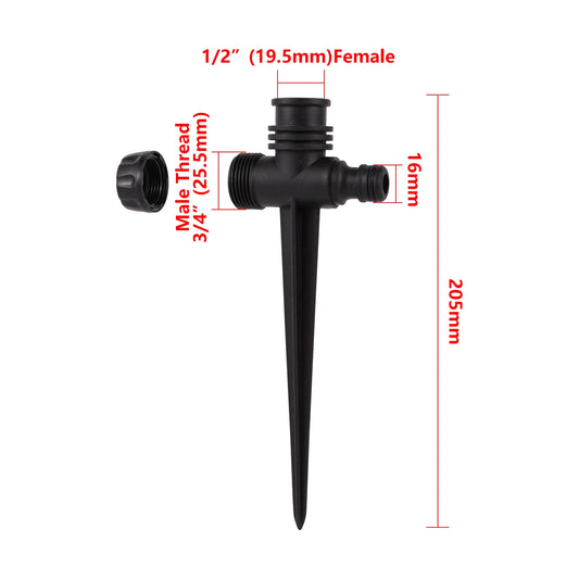 360 Degree Rotating Jet Sprinklers Double Outlet Rocker Nozzles 1/2" Male Thread Garden Agriculture Irrigation Sprinklers