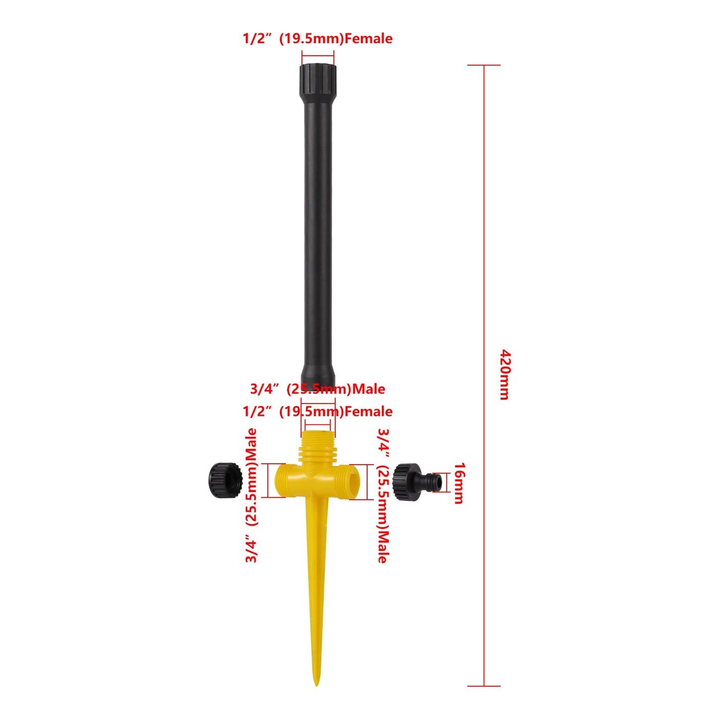 360 Degree Rotating Jet Sprinklers Double Outlet Rocker Nozzles 1/2" Male Thread Garden Agriculture Irrigation Sprinklers