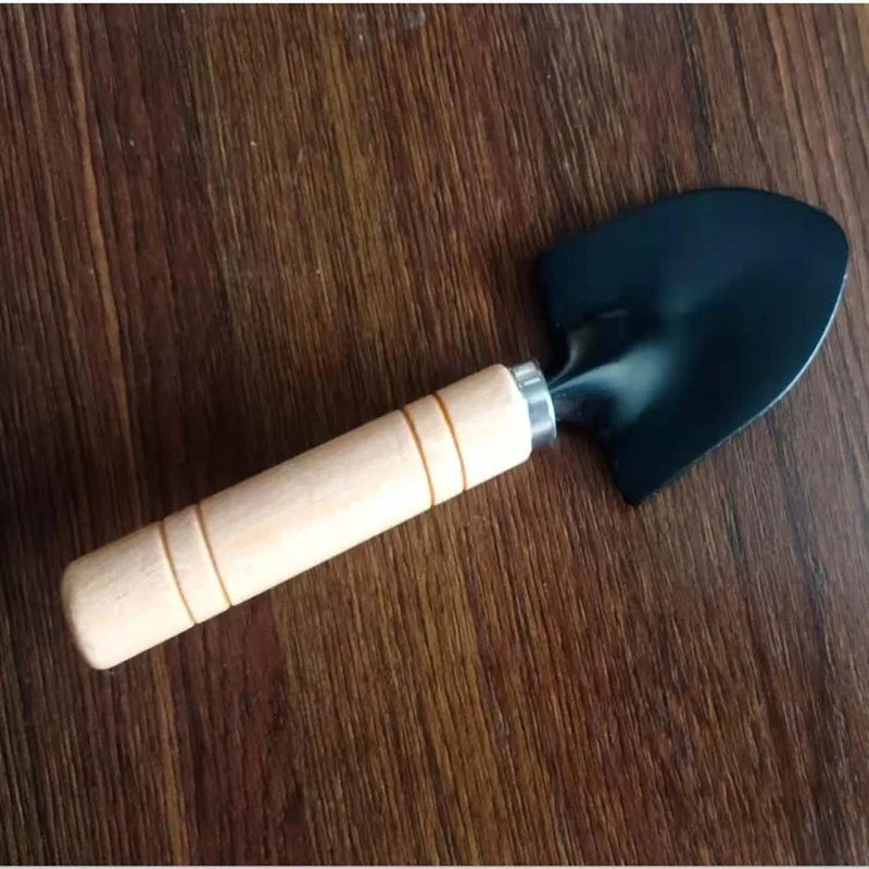3Pcs Mini Garden Shovel Rake Spade Bonsai Tools Set Wooden Handle for Flowers Potted Plant Garden Tools Weeding Tools