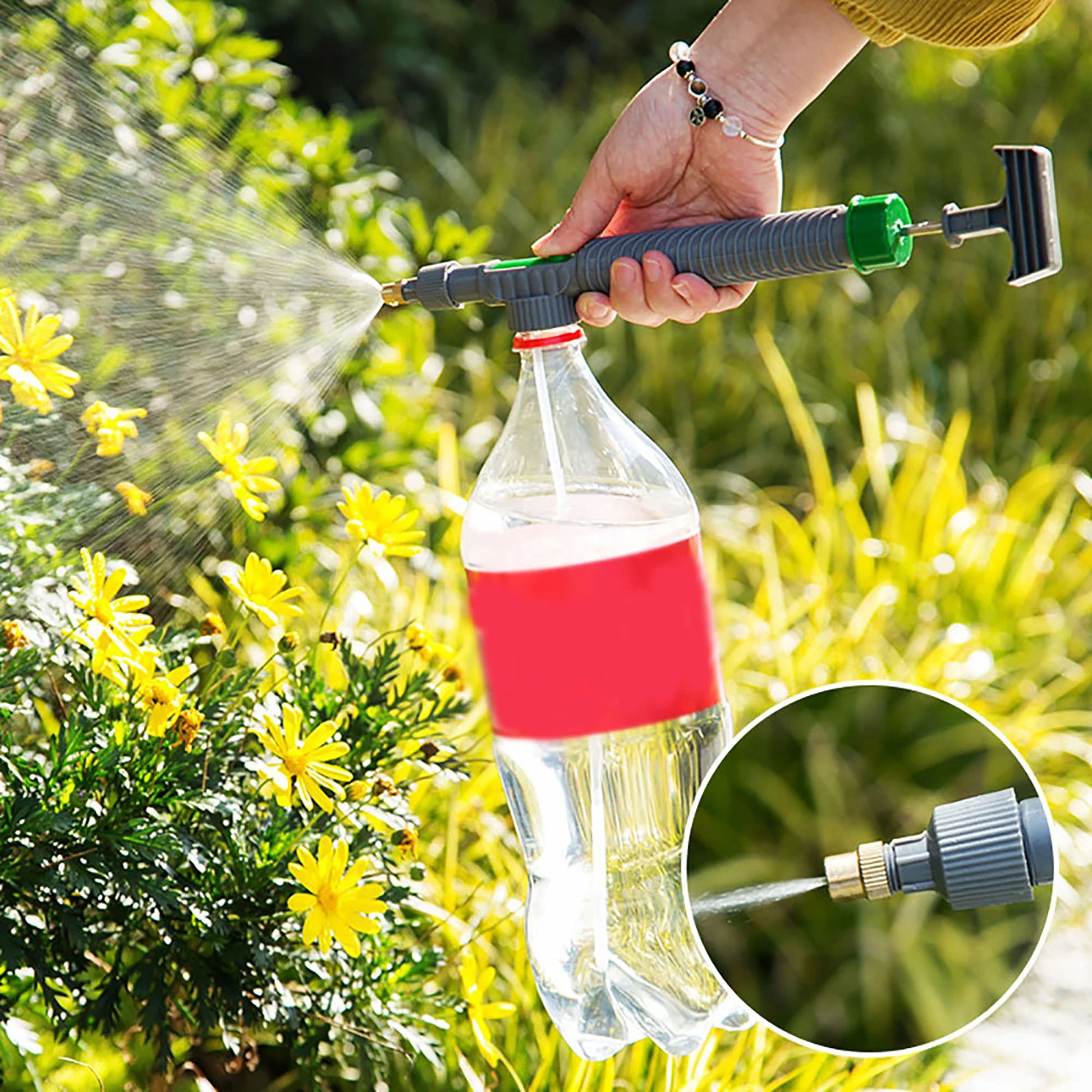 Manual High Pressure Air Pump Sprayer Adjustable Drink Bottle Spray Head Nozzle Garden Watering Tool Sprayer Agriculture Tools