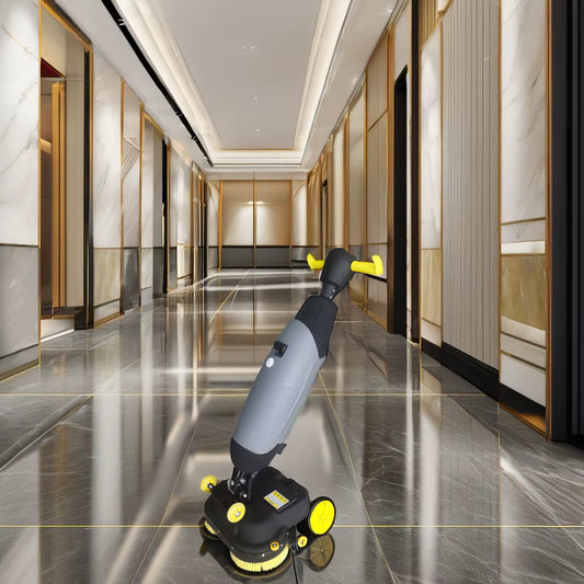 GS03 Electric Walk- Floor Scrubber for Office Warehouse Store New Condition Manual Fuel for Home Farm Use Core Battery Brush