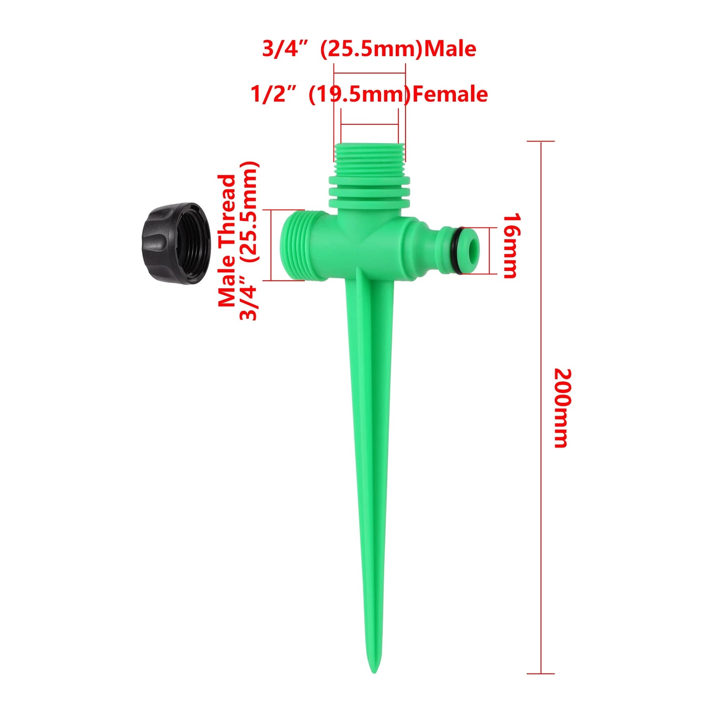 360 Degree Rotating Jet Sprinklers Double Outlet Rocker Nozzles 1/2" Male Thread Garden Agriculture Irrigation Sprinklers