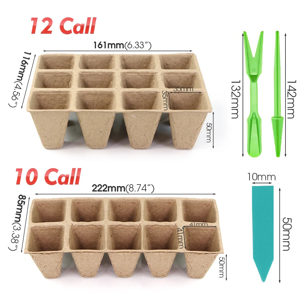 Seeds Starter Seedling Trays Kits Environmental Agriculture Plants Cultivation Germination Nursery Pots Biodegradable Paper Pulp